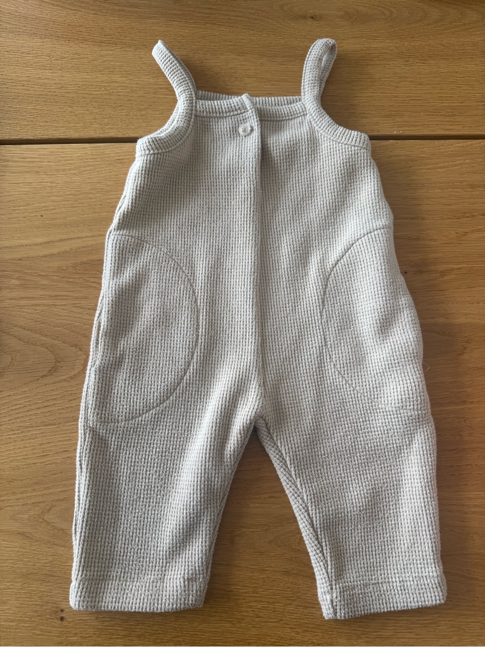 Neutral Knit Overalls for Kids in Light Cream